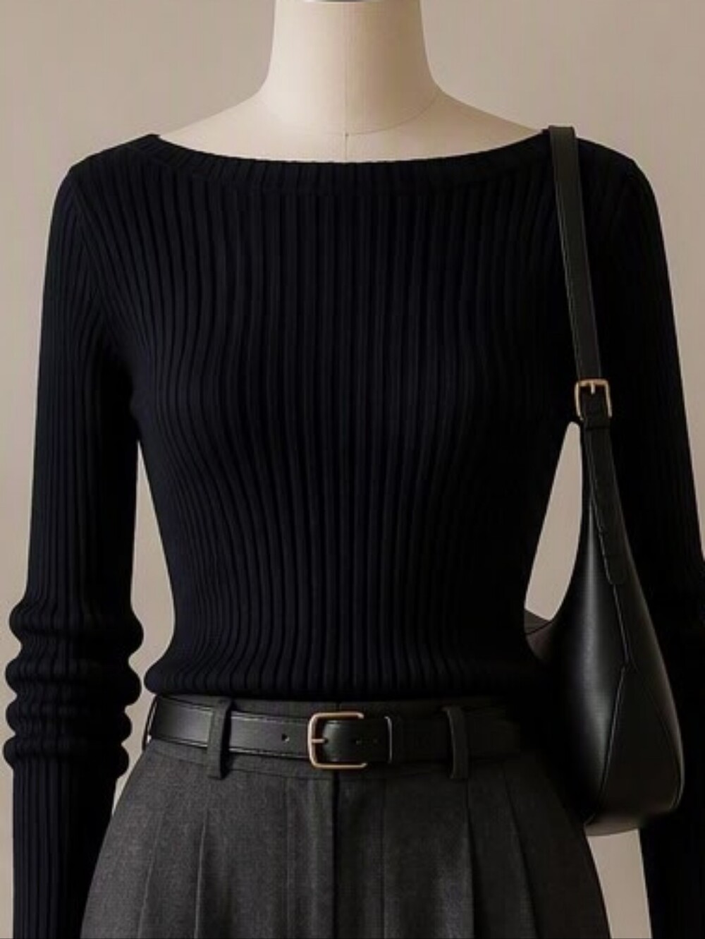 Brooks Brothers “346” black ribbed cotton sweater